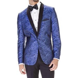 NEW MARK OF DISTINCTION aries paisley tuxedo coat in blue